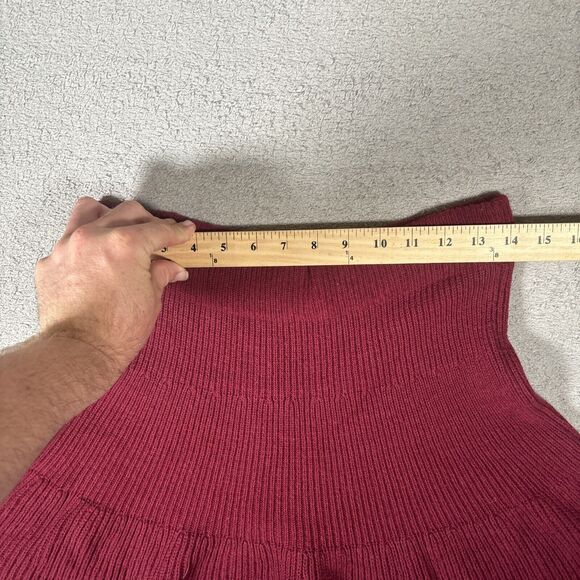Leif Notes Skirt Wool Blend Fit And Flare Women’s Size M Burgundy‎ Chunky Knit - Picture 5 of 12